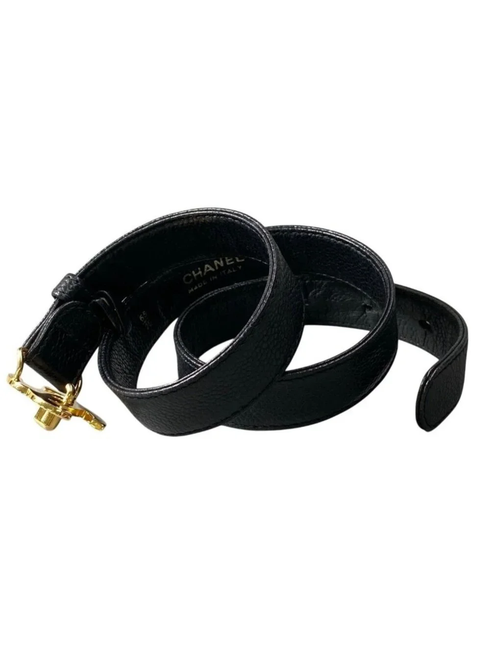 Chanel Turnlock Caviar Leather High Waist Belt 25 65 Black Gold